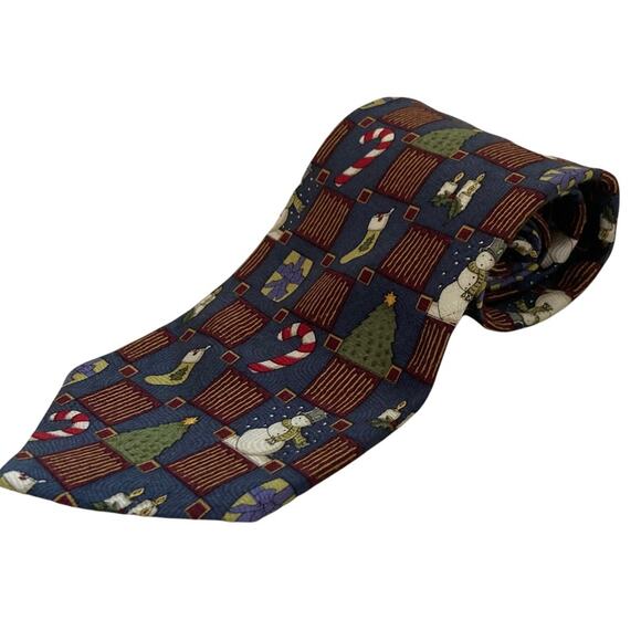 XYZ INC. Christmas Holiday neck tie Christmas tree candy cane snowman stocking - Picture 1 of 4